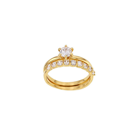 Bijoux D'Or 18ct Gold-Plated CZ Ring Set 321097
