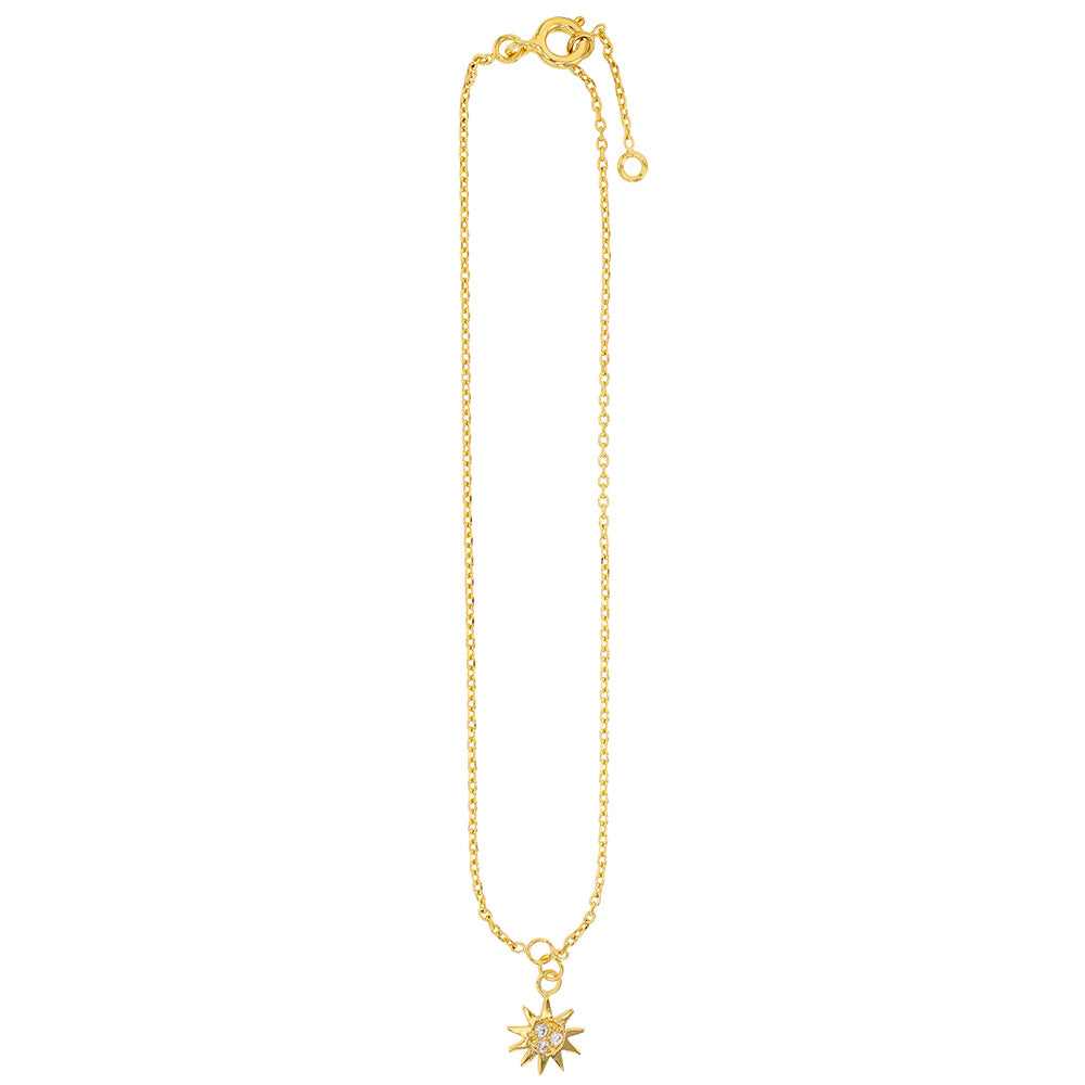 Bijoux D'Or 18ct Gold-Plated Anklet with CZ Sun 321329