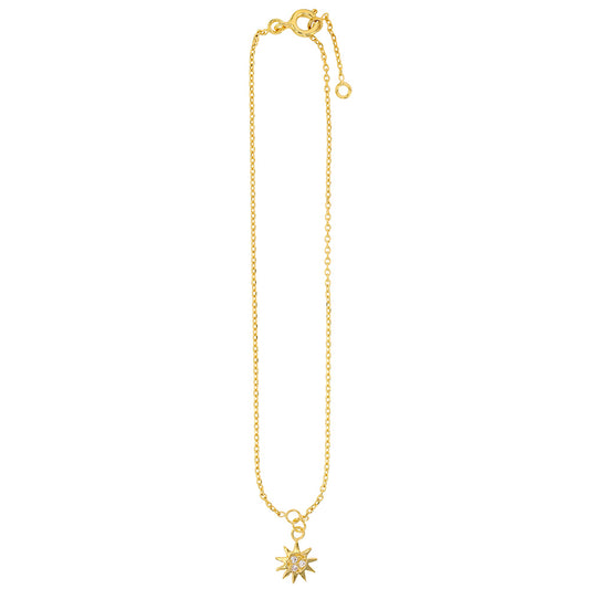 Bijoux D'Or 18ct Gold-Plated Anklet with CZ Sun 321329