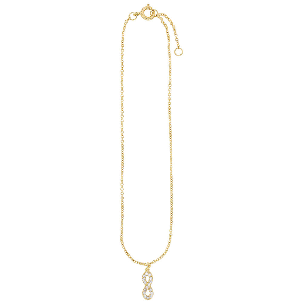 Bijoux D'Or 18ct Gold-Plated Anklet with CZ Infinity Symbol 321335