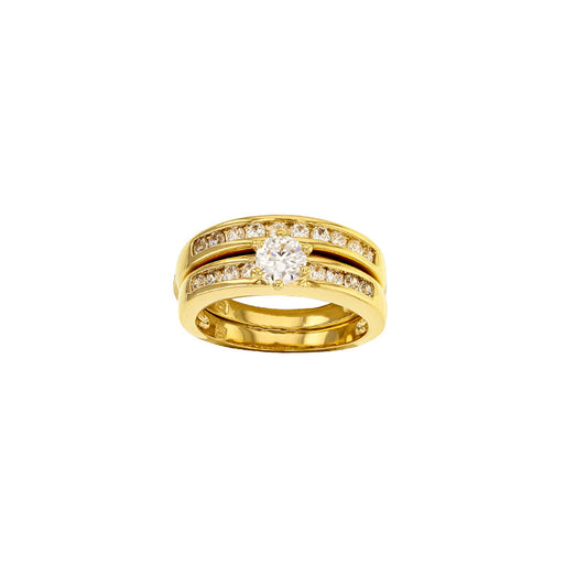 Bijoux D'Or 18ct Gold-Plated CZ Ring Set 321551