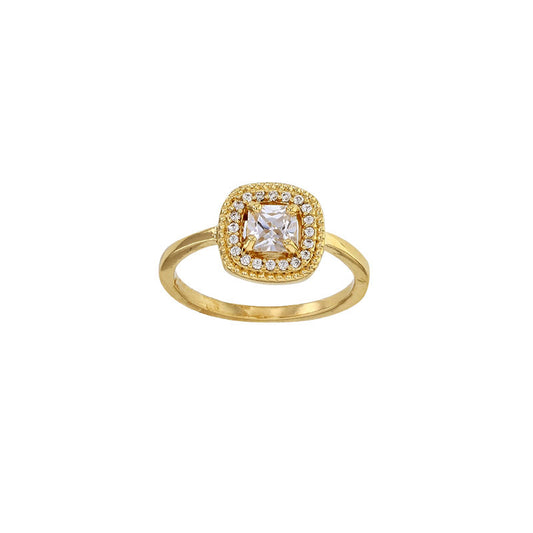 Bijoux D'Or 18ct Gold-Plated CZ Halo Ring 321600