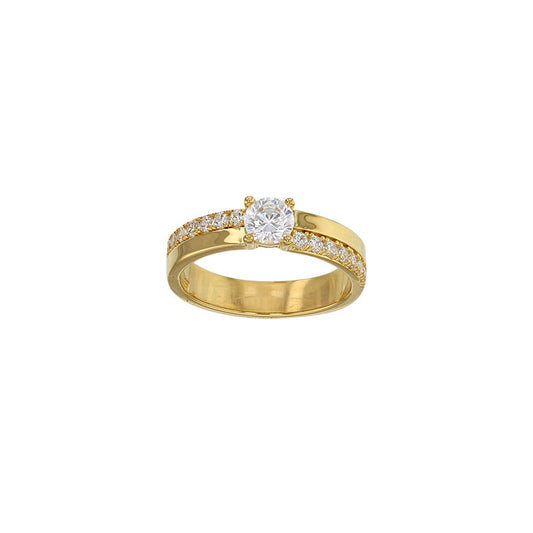 Bijoux D'Or 18ct Gold-Plated CZ Set Ring 321645