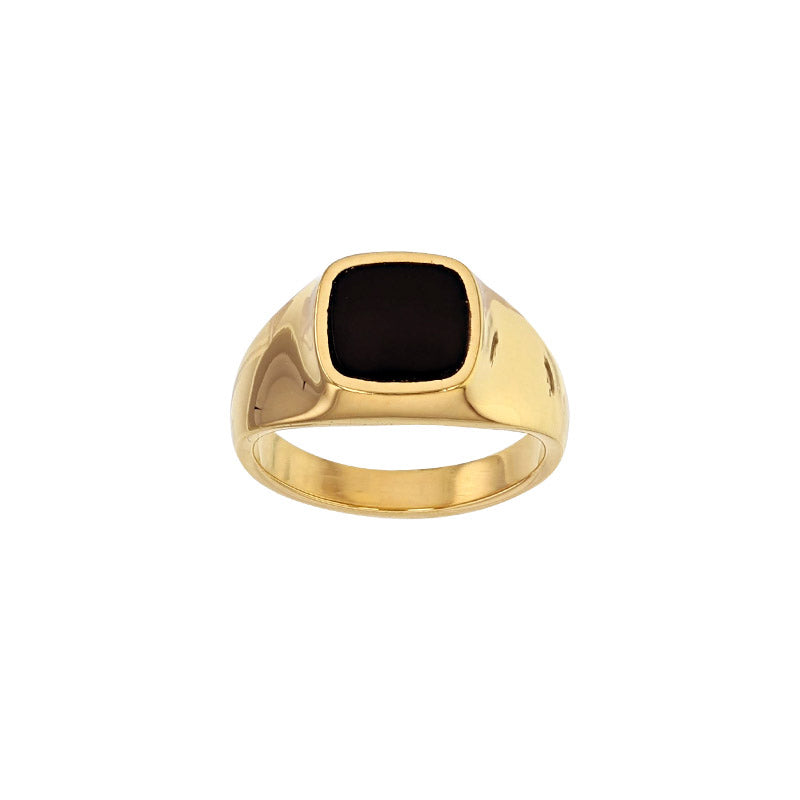 Bijoux D'Or 18ct Gold-Plated Men's Onyx Ring 321654