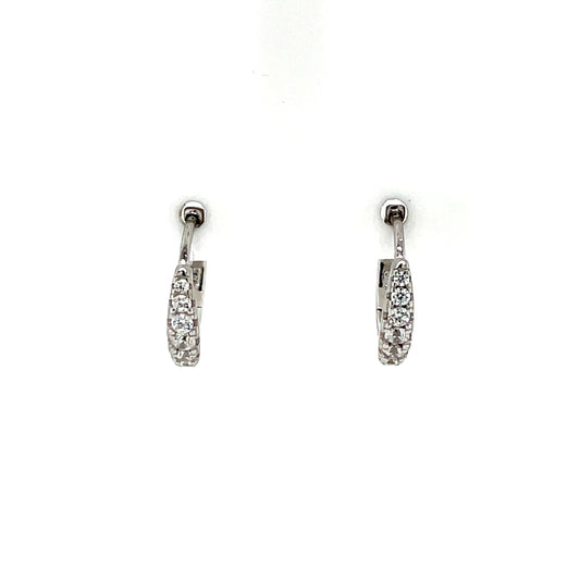 Silver 10mm CZ Huggie Hoop Earrings SE3221