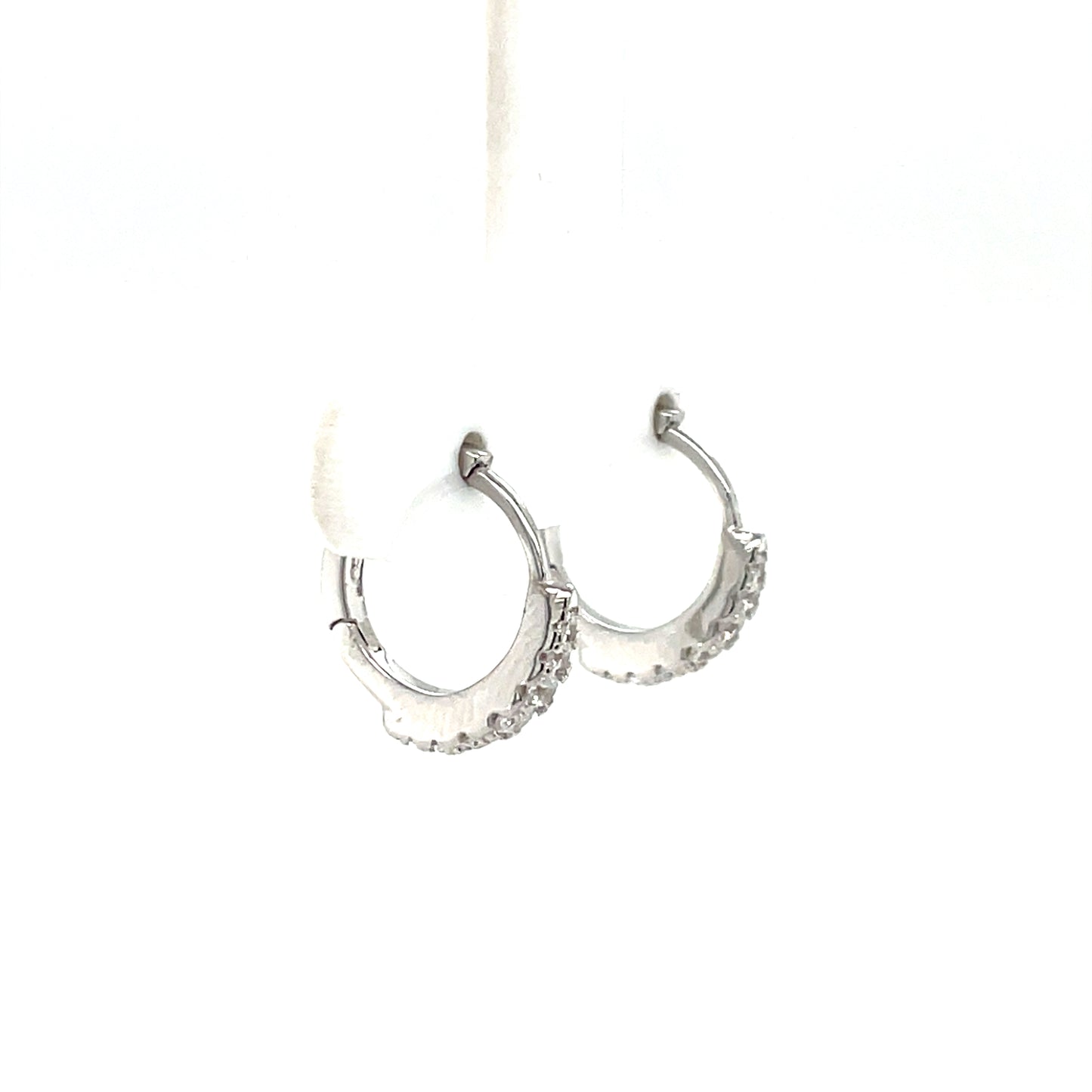 Silver 10mm CZ Huggie Hoop Earrings SE3221
