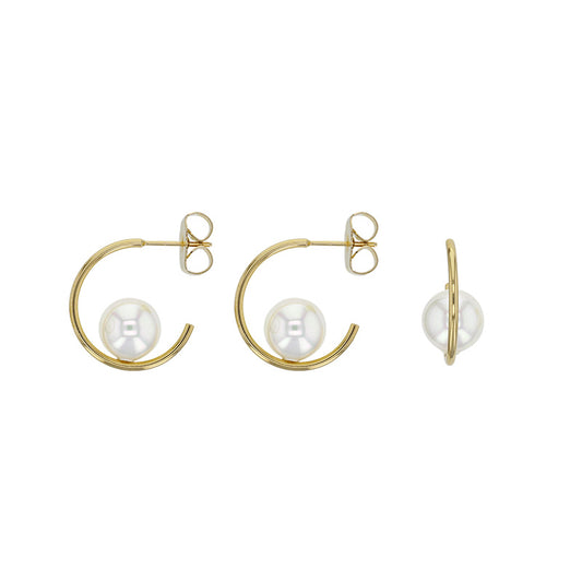 Bijoux D'Or 18ct Gold-Plated Majorica Pearl Hoops  8mm 323118