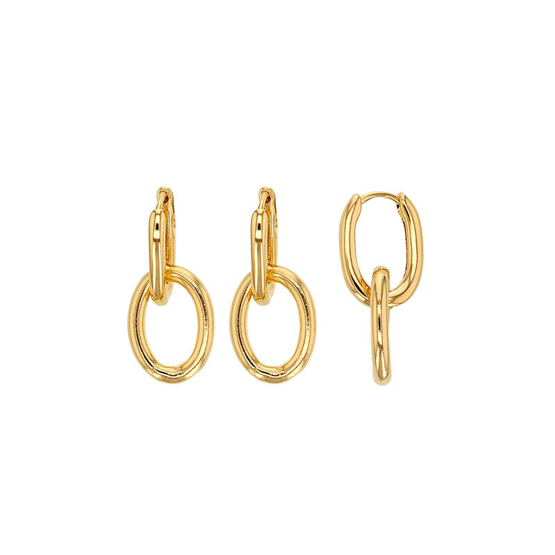 Bijoux D'Or 18ct Gold-Plated Huggie Hoop Drop Earrings 323133