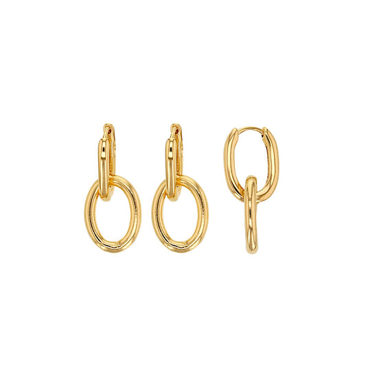 Bijoux D'Or 18ct Gold-Plated Huggie Hoop Drop Earrings 323133