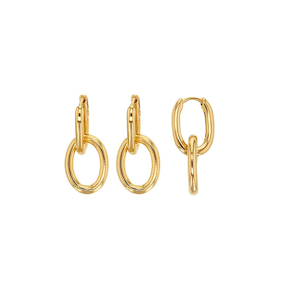 Bijoux D'Or 18ct Gold-Plated Huggie Hoop Drop Earrings 323133