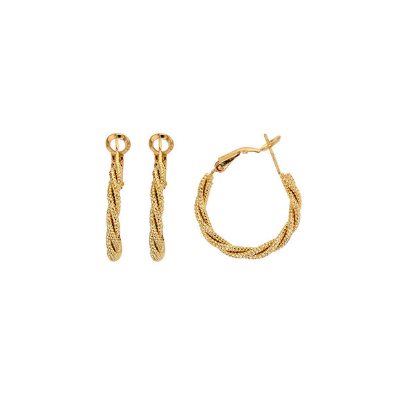 Bijoux D'Or 18ct Gold-Plated Twisted Hoops 25mm 32316925