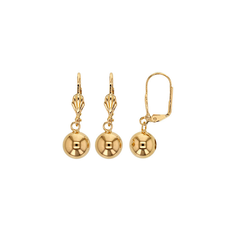Bijoux D'Or 18ct Gold-Plated 10mm Ball Drop Earrings 323179