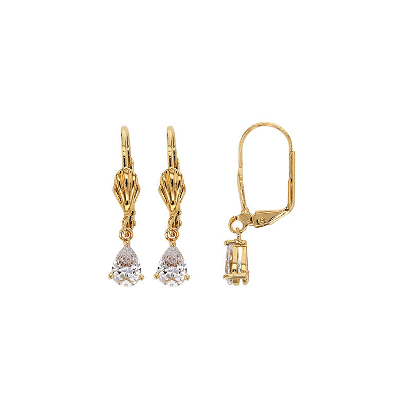 Bijoux D'Or 18ct Gold-Plated CZ Drop Earrings 323180