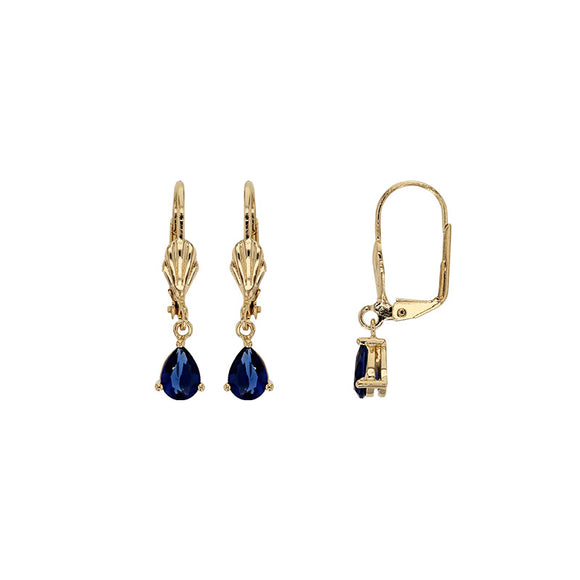Bijoux D'Or 18ct Gold-Plated Blue CZ Drop Earrings 323180B