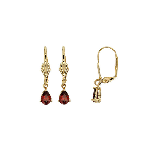 Bijoux D'Or 18ct Gold-Plated Red Drop Earrings 323180R