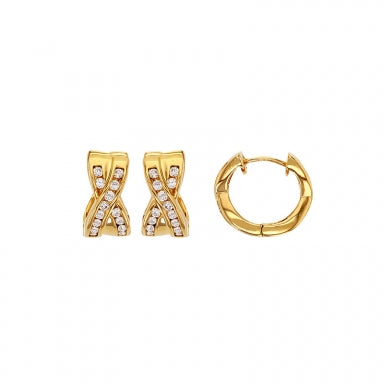 Bijoux D'Or 18ct Gold-Plated CZ Hoops 18mm 323197