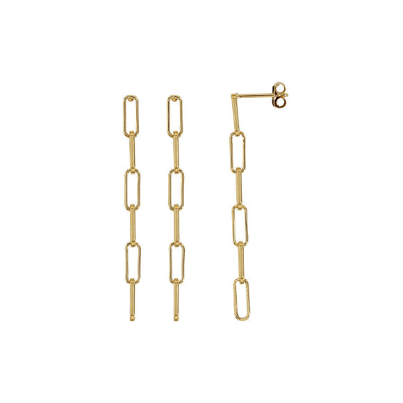Bijoux D'Or 18ct Gold-Plated Paperlink Chain Drop Earrings 323258