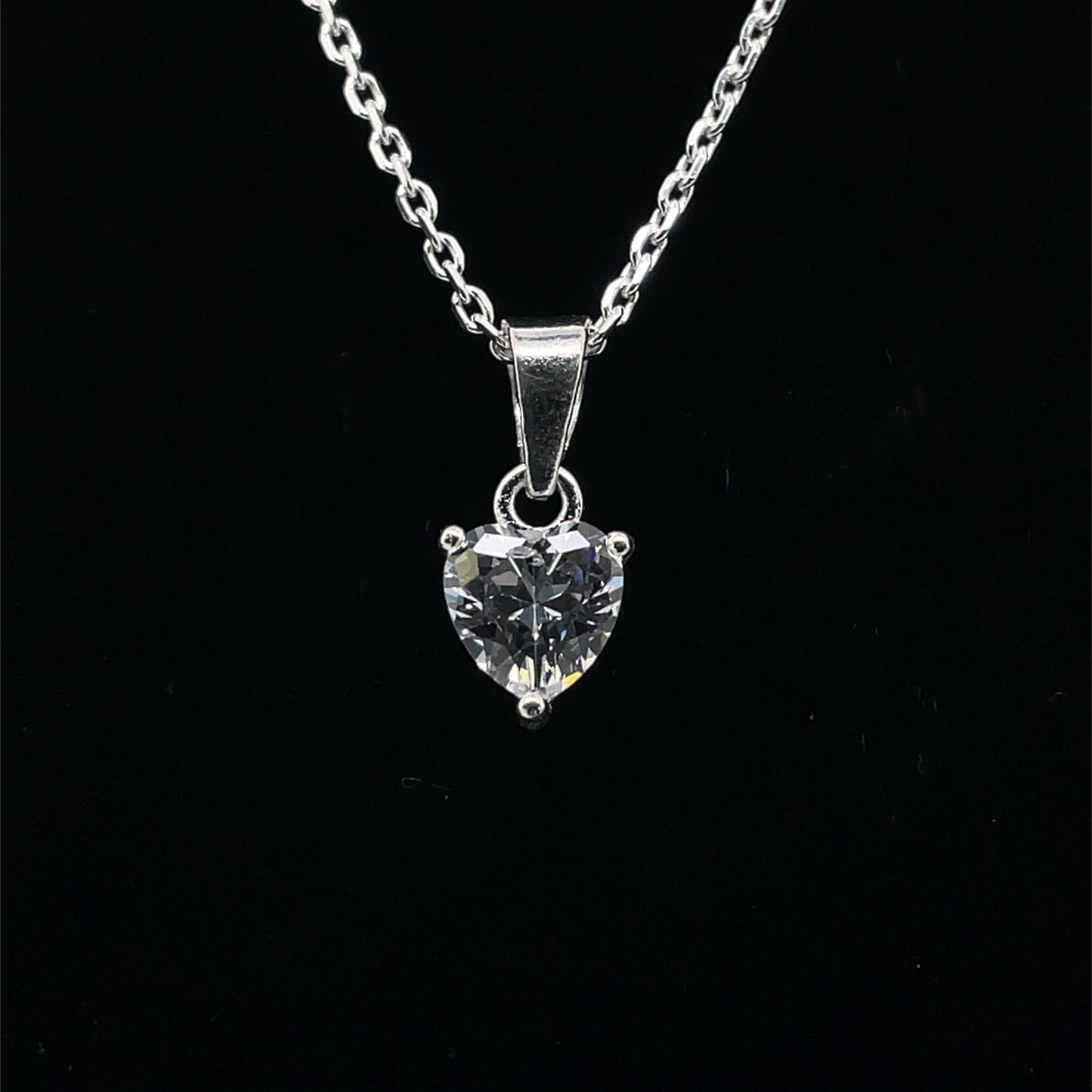 Sterling Silver CZ Heart Pendant 325