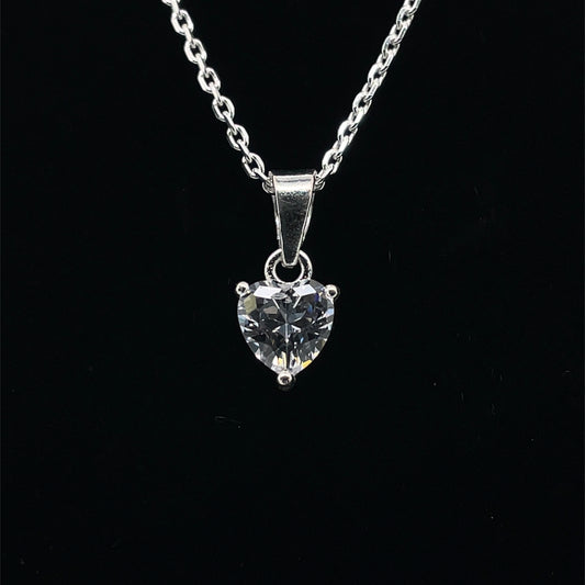 Sterling Silver CZ Heart Pendant 325