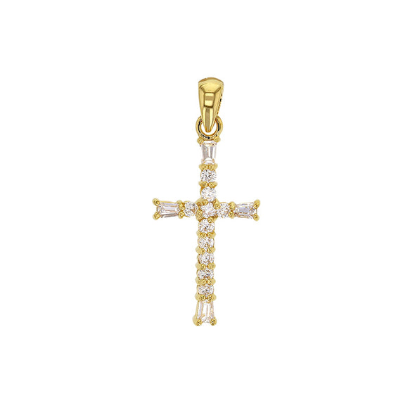 Bijoux D'Or 18ct Gold-Plated CZ Cross 50cm Chain 3260088