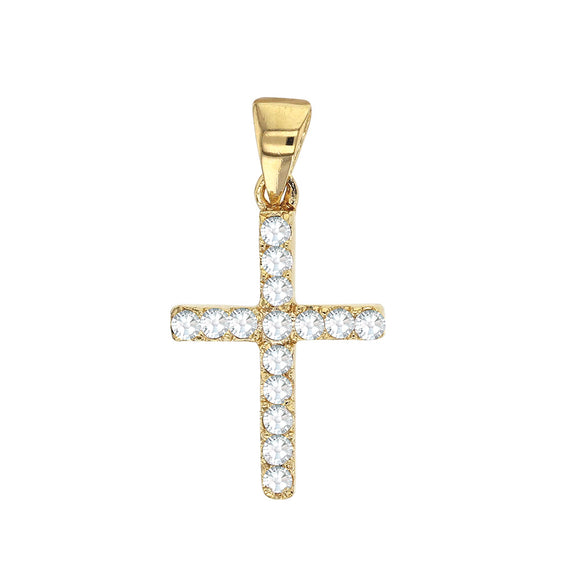 Bijoux D'Or 18ct Gold-Plated CZ Cross 45cm Chain 3260166