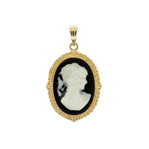 Bijoux D'Or 18ct Gold-Plated Black Cameo Pendant 3261008N