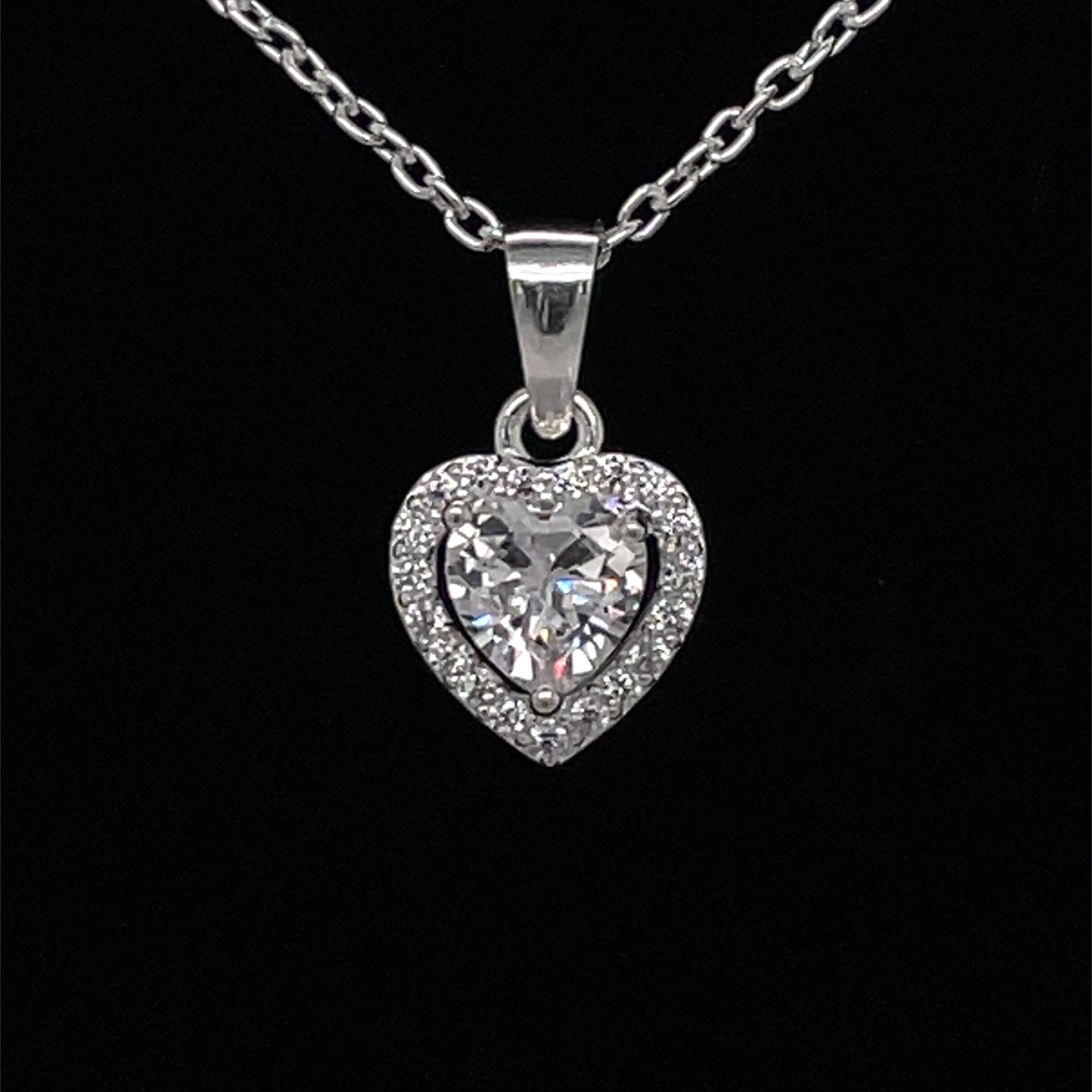 Sterling Silver CZ Heart Halo Pendant 326CZ