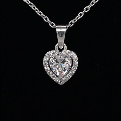 Sterling Silver CZ Heart Halo Pendant 326CZ