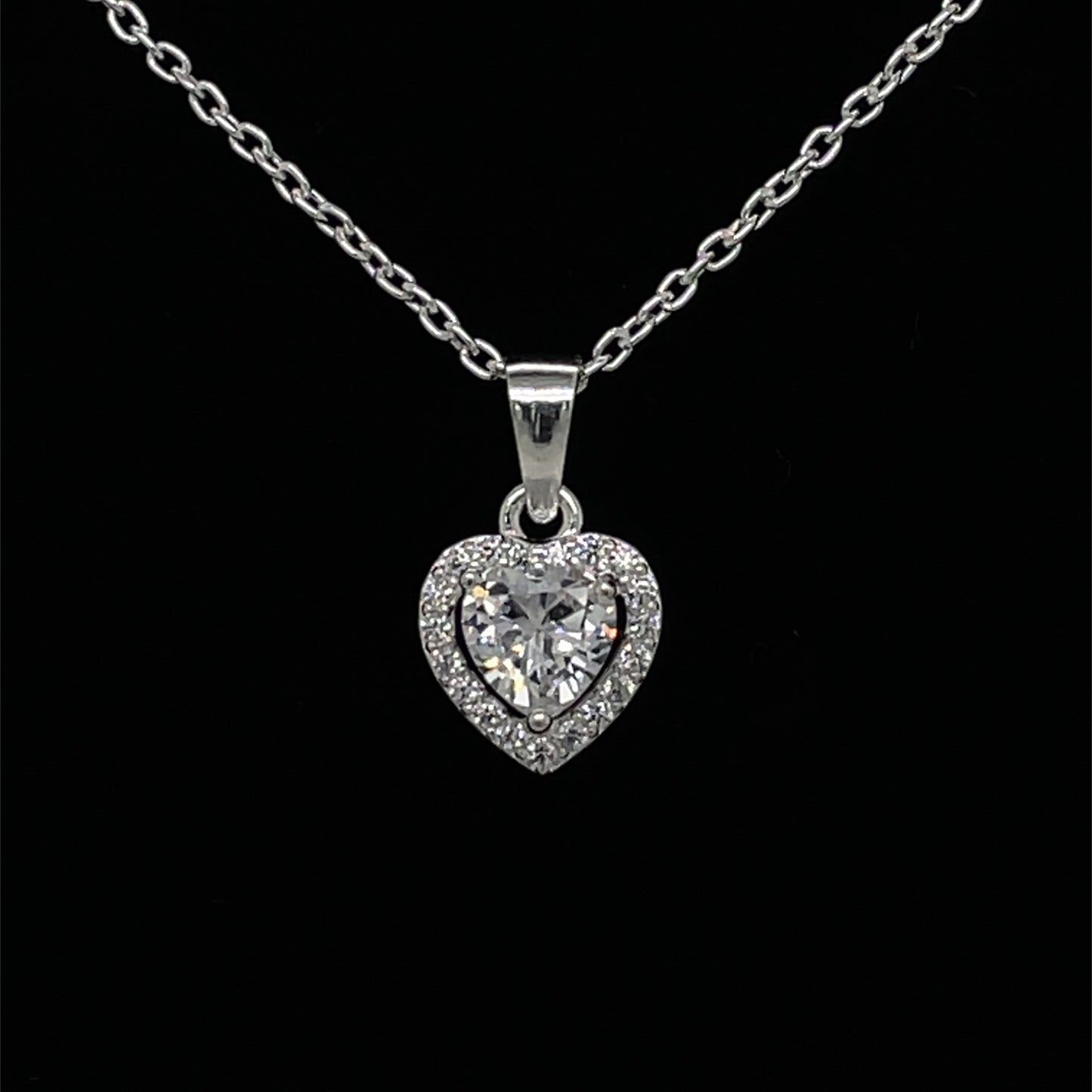 Sterling Silver CZ Heart Halo Pendant 326CZ