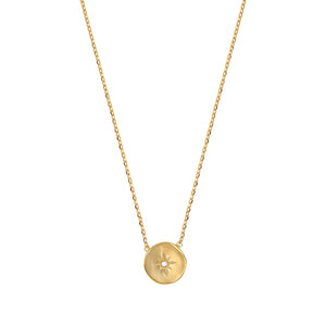 Bijoux D'Or 18ct Gold-Plated CZ North Star Necklace 38+4 cm 327001