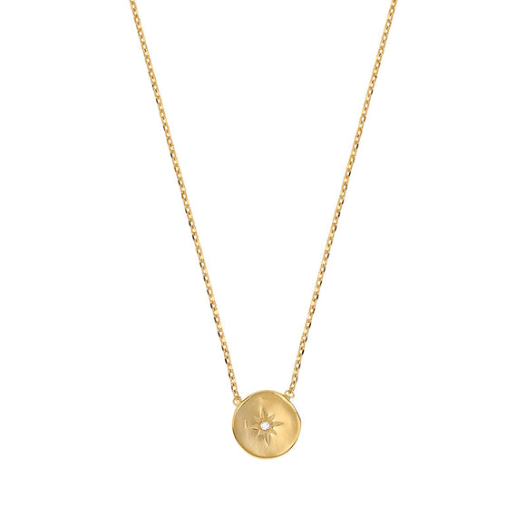 Bijoux D'Or 18ct Gold-Plated CZ North Star Necklace 38+4 cm 327001