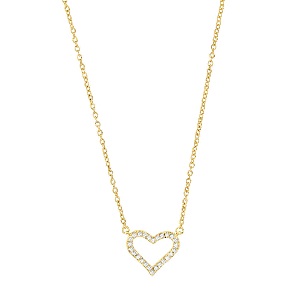 Bijoux D'Or 18ct Gold-Plated CZ Heart Necklace 40+4 cm 327142