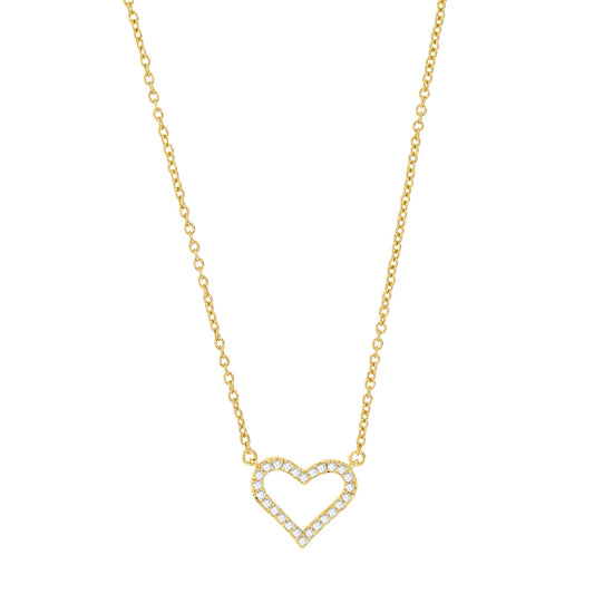 Bijoux D'Or 18ct Gold-Plated CZ Heart Necklace 40+4 cm 327142