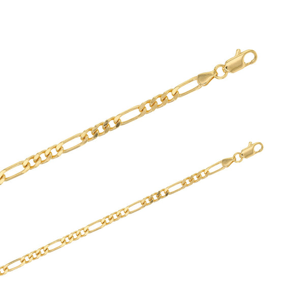 Bijoux D'Or 18ct Gold-Plated Figaro 1x3 Chain 55cm 327266