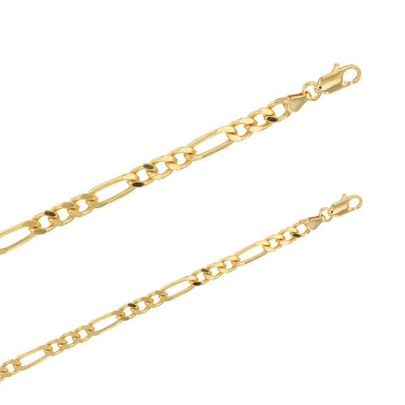 Bijoux D'Or 18ct Gold-Plated Figaro 1x3 Chain 55cm 327270