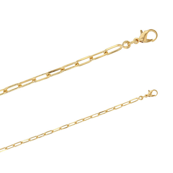 Bijoux D'Or 18ct Gold-Plated Paperlink Chain 45cm 327345