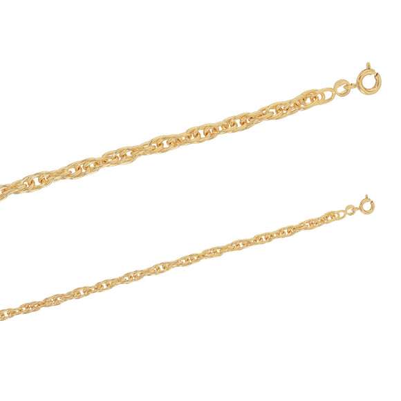 Bijoux D'Or 18ct Gold-Plated Rope Chain Bracelet 18.5cm 328020