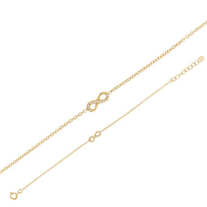 Bijoux D'Or 18ct Gold-Plated CZ Infinity Bracelet 15+3cm 328629