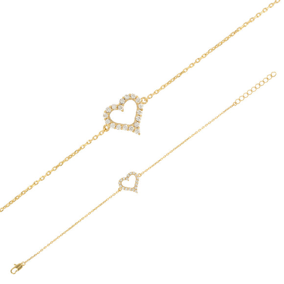 Bijoux D'Or 18ct Gold-Plated CZ Heart Bracelet 16+3 cm 3286348
