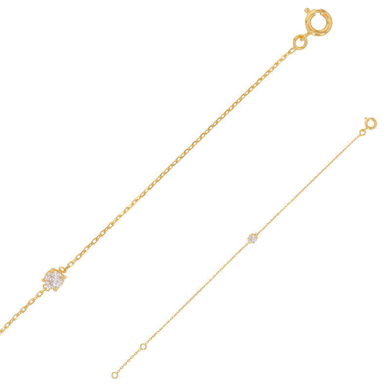 Bijoux D'Or 18ct Gold-Plated Bracelet with 4mm CZ 328734