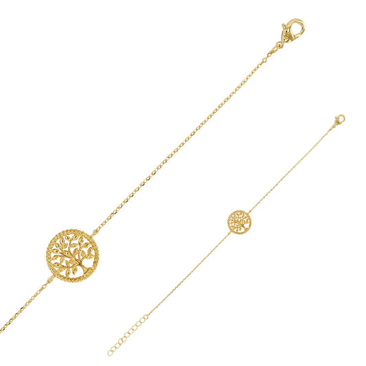 Bijoux D'Or 18ct Gold-Plated Tree of Life Bracelet 15+3cm 328776