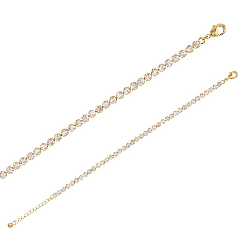 Bijoux D'Or 18ct Gold-Plated CZ Tennis Bracelet 16+3 cm 328911