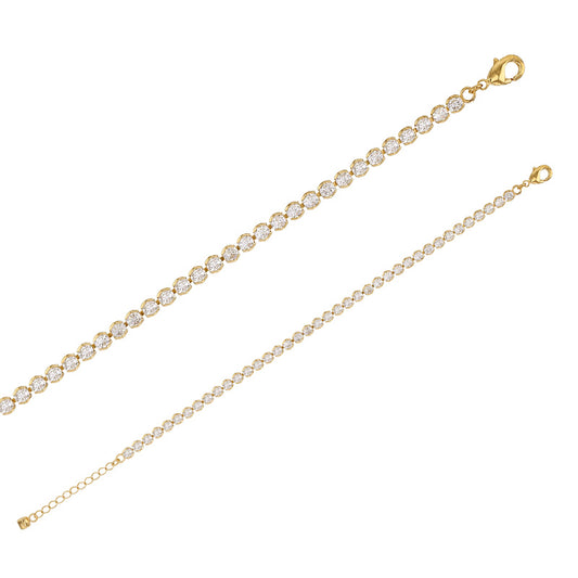 Bijoux D'Or 18ct Gold-Plated CZ Tennis Bracelet 16+3 cm 328911