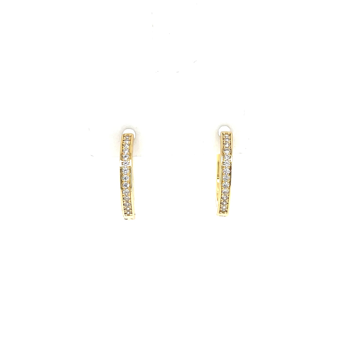 Gold-plated Silver 16mm CZ Channel-set Huggie Hoop Earrings SE3312/G
