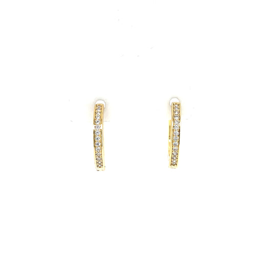 Gold-plated Silver 16mm CZ Channel-set Huggie Hoop Earrings SE3312/G
