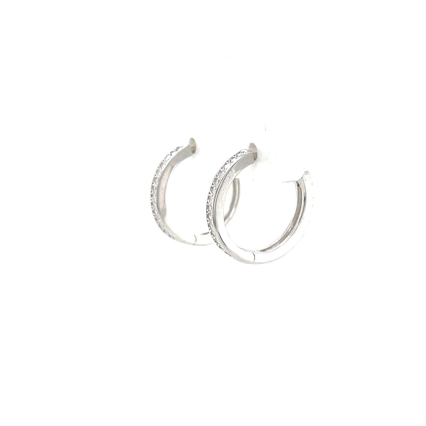 Silver 16mm CZ Channel-set Huggie Hoop Earrings SE3312