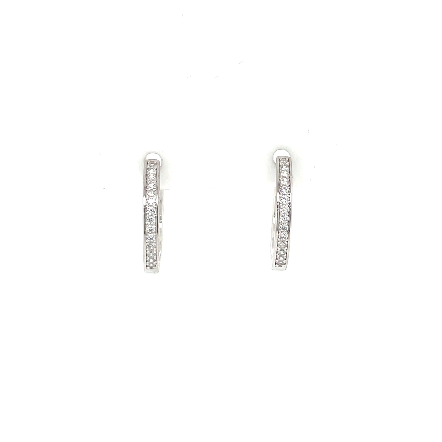 Silver 16mm CZ Channel-set Huggie Hoop Earrings SE3312