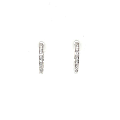 Silver 16mm CZ Channel-set Huggie Hoop Earrings SE3312