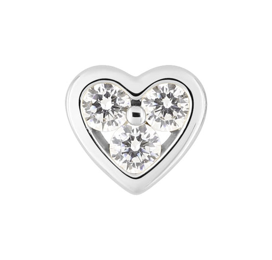 Silver CZ Heart Single Stud Earring 335029.1U