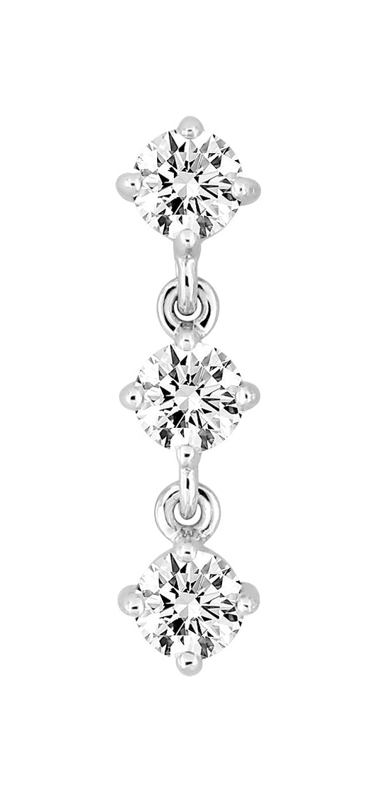 Silver CZ Drop Single Stud Earring 335038.1U